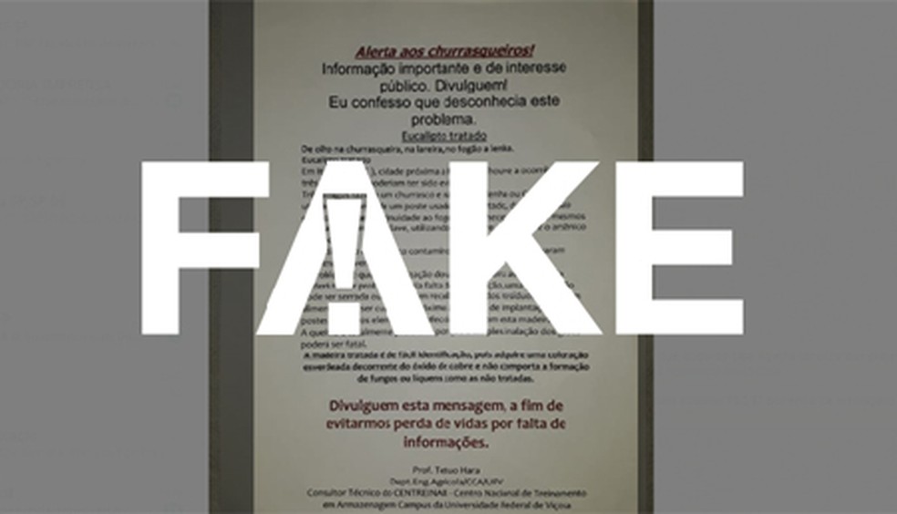 E Fake Mensagem Que Fala Em Mortes Por Envenenamento Apos Churrasco Com Madeira Tratada Fato Ou Fake G1