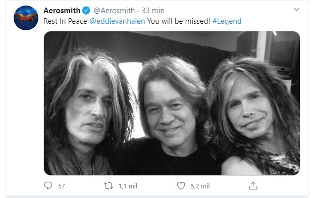 Aerosmith lamenta morte de Eddie Van Halen (Foto:  Reprodução Twitter)