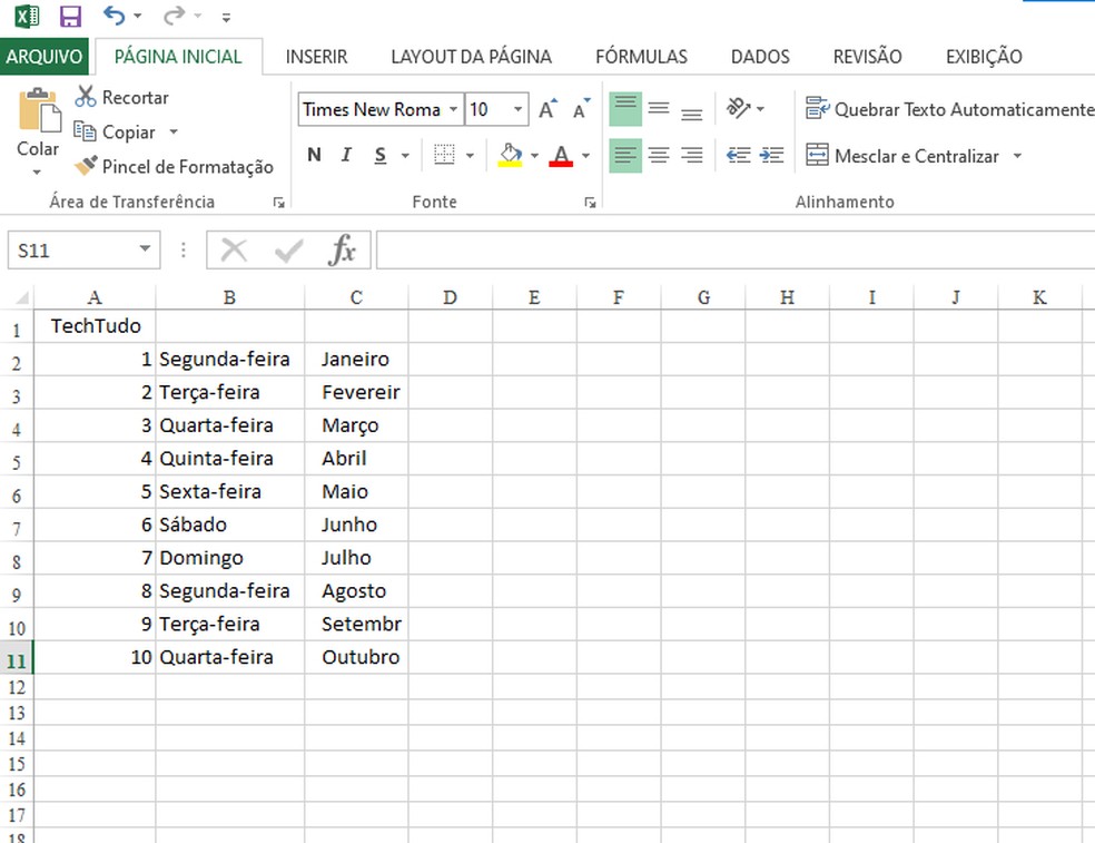 Planilha pode ser editada após conversão de PDF para Excel — Foto: Reprodução/Rodrigo Fernandes