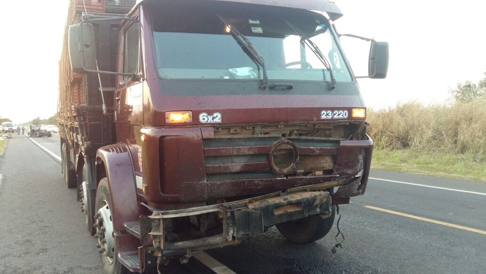 Motorista do caminhão não teve ferimentos (Foto: Guarda Municipal de Rancharia/Cedida)