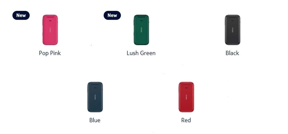 Todas as cores do Nokia 2660 Flip disponíveis no site oficial — Foto: Reprodução/91Mobiles