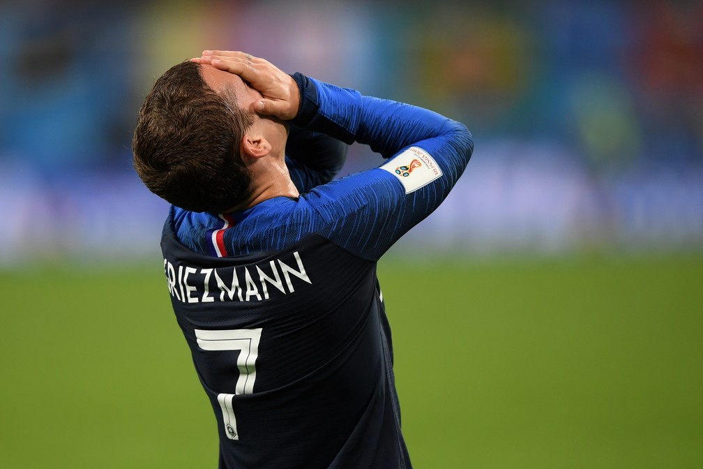 Griezmann, atacante da FranÃ§a, chora apÃ³s classificaÃ§Ã£o para a final (Foto: Getty Images)