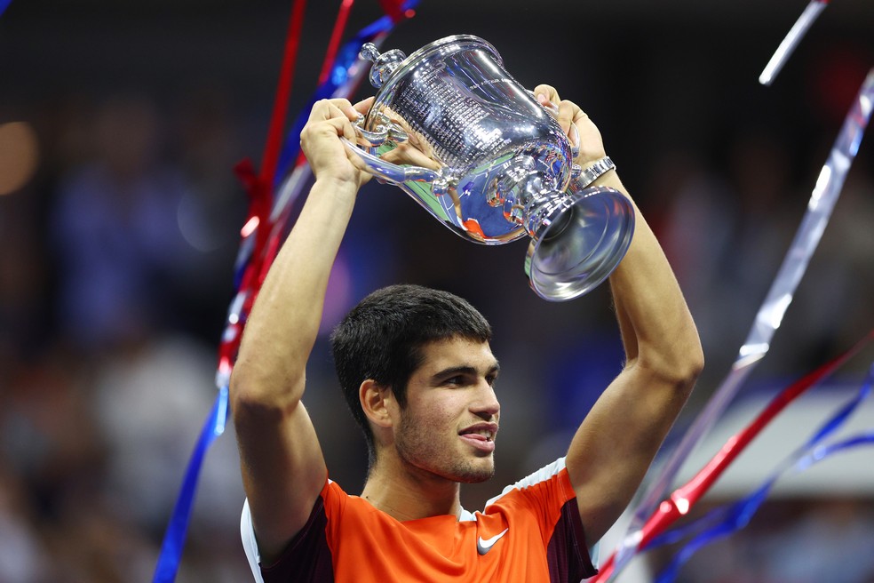 Carlos Alcaraz, campeão do US Open aos 19 anos — Foto: Elsa/Getty Images