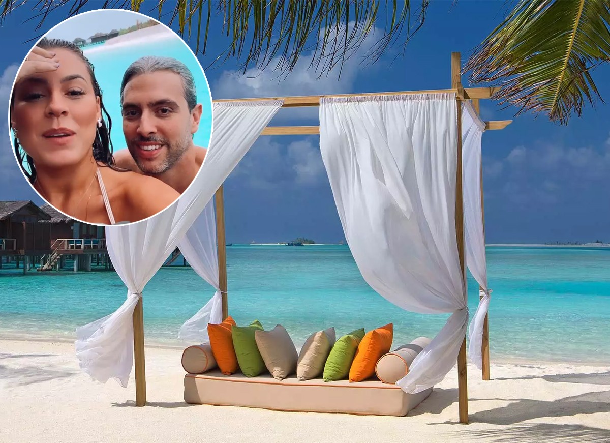 Isabella Cecchi está curtindo dias nas Maldivs com o namorado, Pedro Orduña (Foto: Reprodução / Instagram e Site Anantara Veli Maldives Resort)