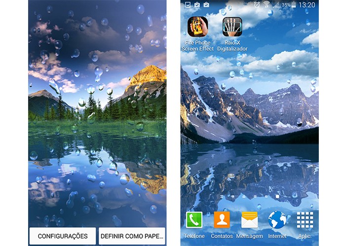 Recurso aplica gotas de chuva em diferentes cenários na tela do celular (Foto: Reprodução/Barbara Mannara)
