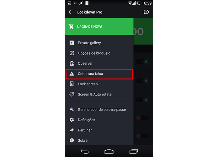 Vá até o menu de ativação do recurso de erro falso (Foto: Reprodução/Paulo Alves)