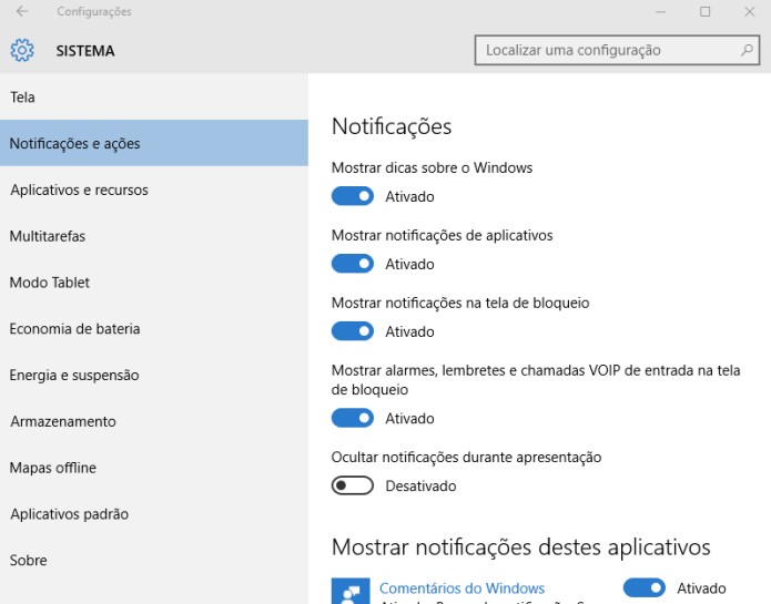 Configurando as notificações do Windows 10 (Foto: Reprodução/Edivaldo Brito)