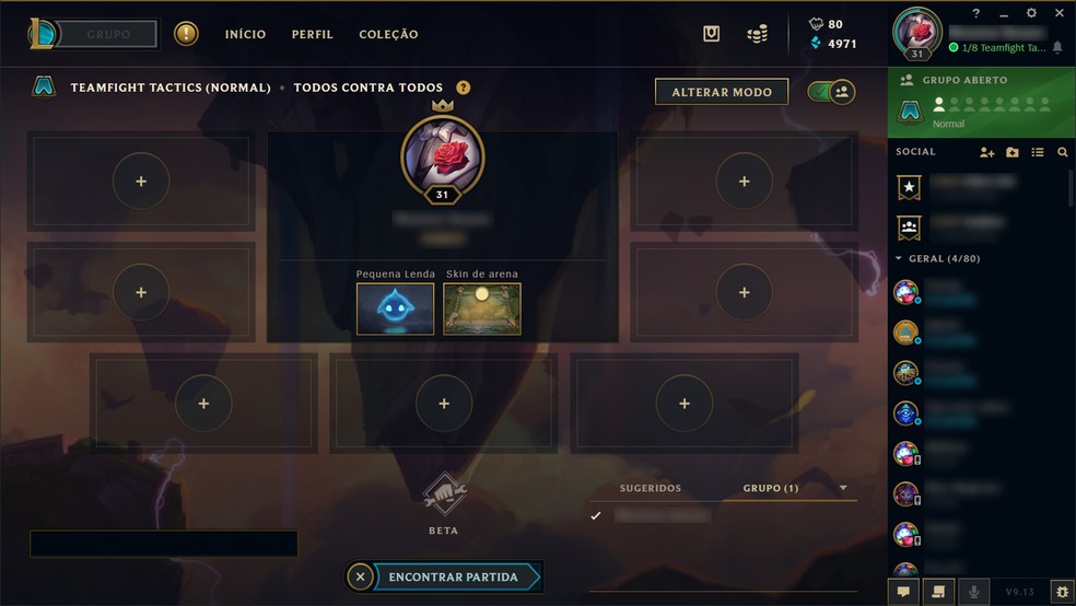O Teamfight Tactics já pode ser acessado no servidor brasileiro de LoL — Foto: Reprodução/Murilo Tunholi
