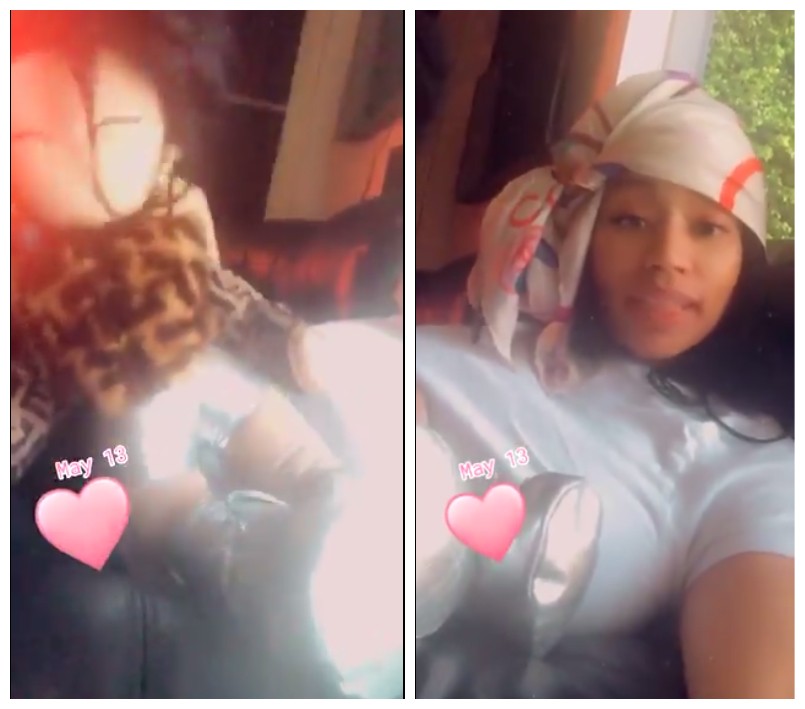 A cantora Nicki Minaj no vídeo em que fomentou boatos sobre uma possível gestação (Foto: Twitter)