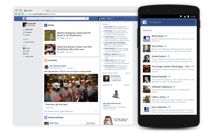 Novo Trending do Facebook organiza notícias em categorias na web e no celular (Foto: Divulgação)