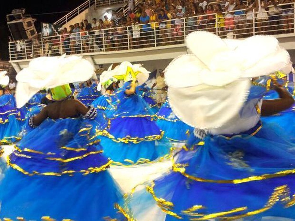 Rosas de Ouro, escola do Grupo de Acesso em apresentação no Carnaval de Vitória em 2014 — Foto: Amanda Monteiro/ G1 ES