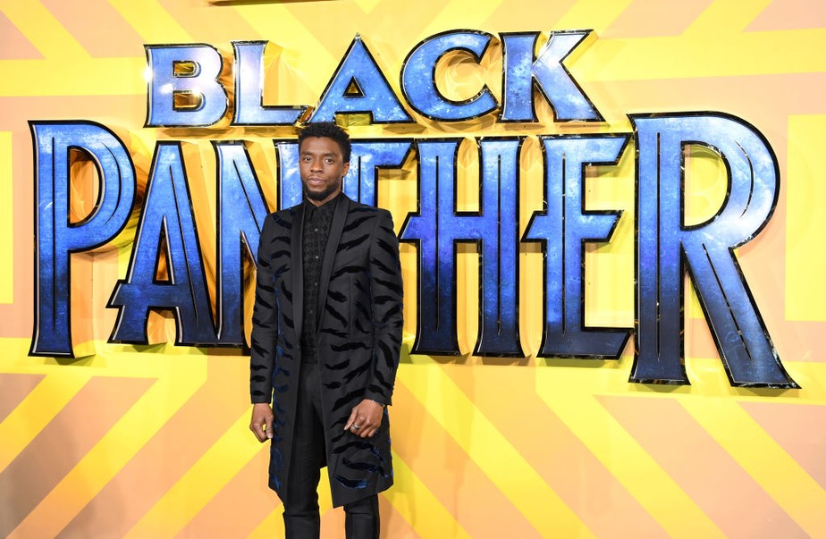 Chadwick Boseman durante a premiere de 'Pantera Negra' em 2018