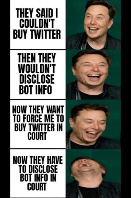 Meme postado por Elon Musk após novo entrave com Twitter (Foto: Reprodução/Rede social)