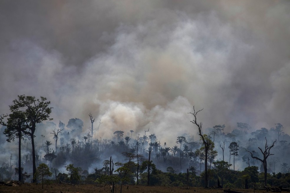 Fumaça das queimadas na Amazônia em Altamira (PA) — Foto: João Laet/AFP