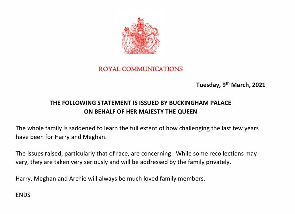 O comunicado da rainha Elizabeth II (Foto: Divulgação)