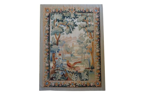 Tapeçaria Aubusson, de lã, 1,49 x 2,19 m, na Tabriz, R$ 4.500