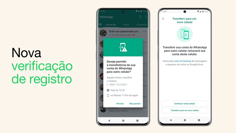 Nova verificação de registro adiciona uma camada extra de segurança ao WhatsApp — Foto: Divulgação/WhatsApp