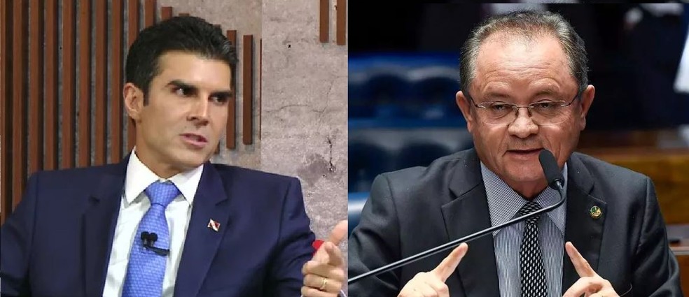 Helder Barbarlho e Zequinha Marinho concorrem à vaga para governador do Pará  — Foto: Globo News/Reprodução e Jefferson Rudy/Agência Senado