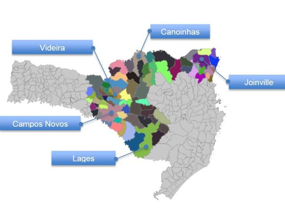 Área geográfica mais atingida pelo tornado em SC. — Foto: Epagri/Cepa, agosto/2020