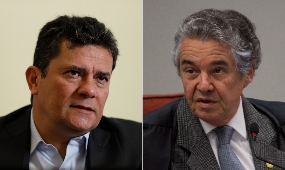 O senador Sérgio Moro (União-PR) e o ex-ministro do STF Marco Aurélio Mello