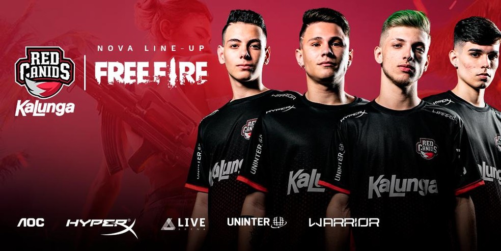 RED anuncia novo time de Free Fire para disputar o Campeonato Mundial — Foto: Reprodução/Twitter RED Kalunga