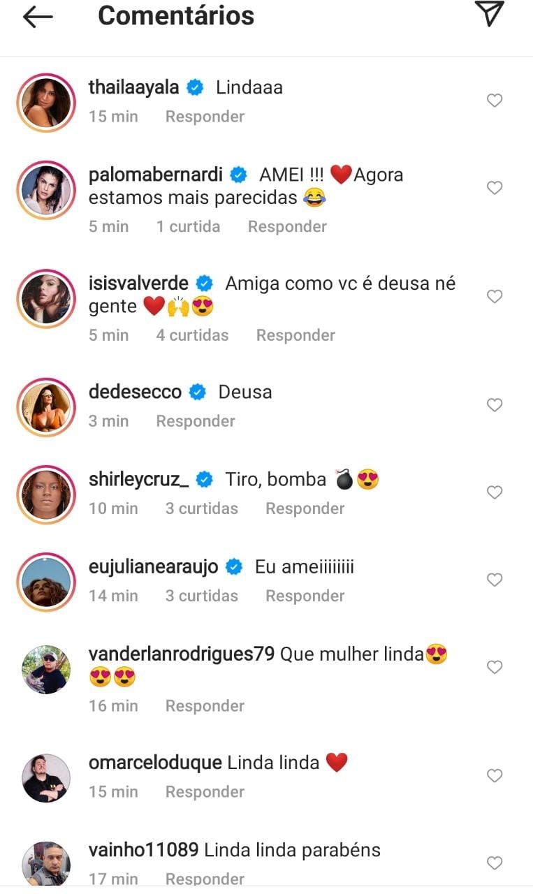 Famosas comentam em foto de Débora Nascimento mostrando novo visual (Foto: Reprodução: Instagram)