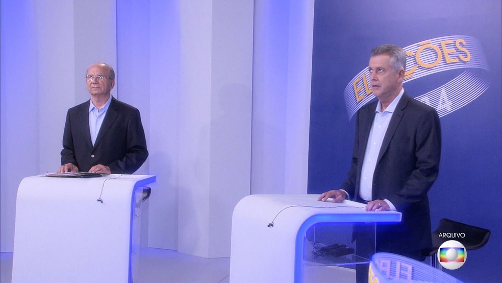 Jofran Frejat e Rodrigo Rollemberg durante debate da TV Globo, em 2014, em imagem de arquivo — Foto: TV Globo/Reprodução
