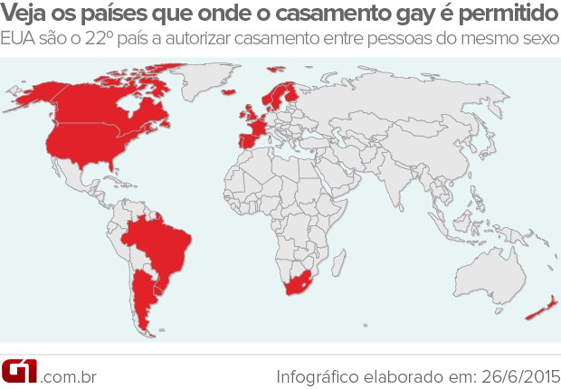 Mapa países casamento gay (Foto: Editoria de Arte/G1)