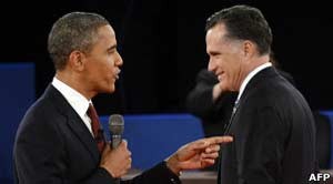 Obama e Romney debatem (Foto: AFP)