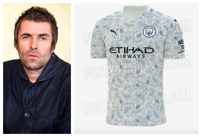 O músico Liam Gallagher e a camisa polêmica do Manchester City (Foto: Instagram/Reprodução)