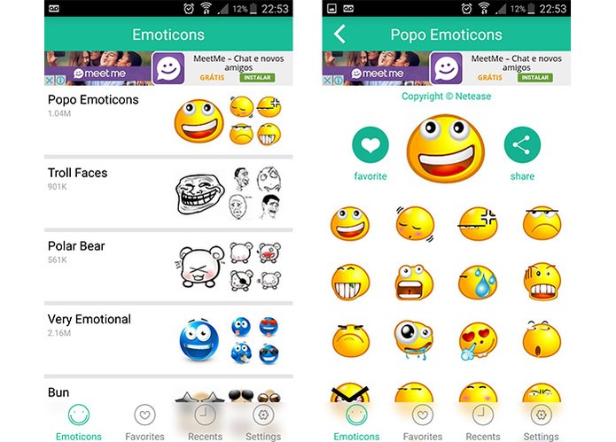 Emoticons para WhatsApp tem pacotes de emoticons divertidos (Foto: Reprodução/Barbara Mannara)