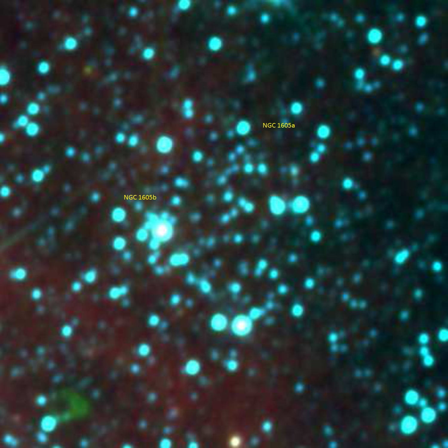 Imagem multicolor WISE da região de pares de cluster NGC 1605 (Foto: Denilso Camargo)