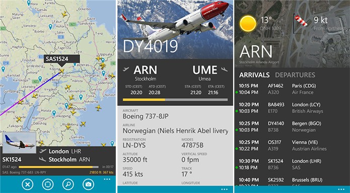 Flightradar24 é um aplicativo para Windows Phone onde é possível acessar informações de voos de todo o mundo (Foto: Divulgação/Windows Phone Store)