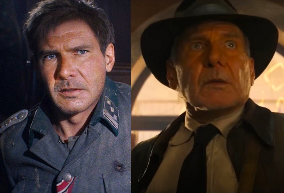 Harrison Ford em cenas de Indiana Jones e O Chamado do Destino (2023)