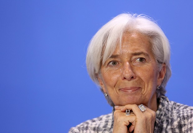Christine Lagarde, diretora-geral do Fundo Monetário Internacional (FMI) ouve discurso da chanceler alemã Angela Merkel em encontro em Berlim, na Alemanha (Foto: Adam Berry/Getty Images)