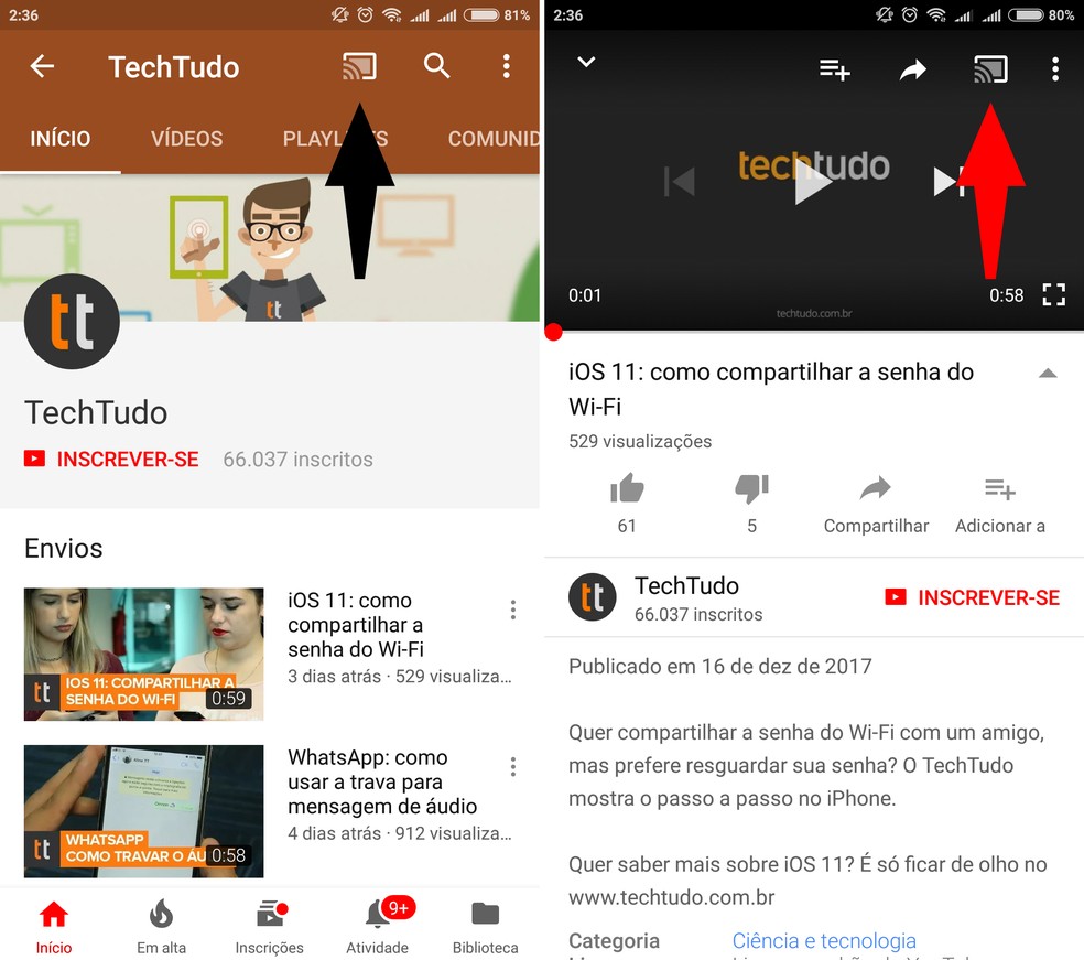 Como Enviar Videos Do Youtube No Celular Para Uma Smart Tv Aoc Tvs Techtudo