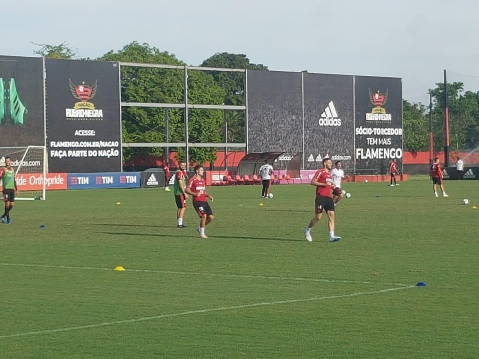 Flamengo faz treino coletivo no Ninho do Urubu nesta tarde de quarta-feira &mdash; Foto: Marcelo Baltar