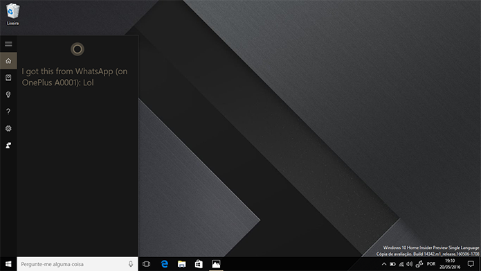 Cortana poderá exibir notificação do Android por completa no Windows 10 (Foto: Reprodução/Elson de Souza)