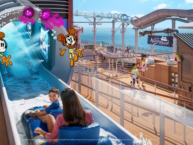 AquaMouse, atração aquática inédita no Disney Wish (Foto: Disney/Divulgação)