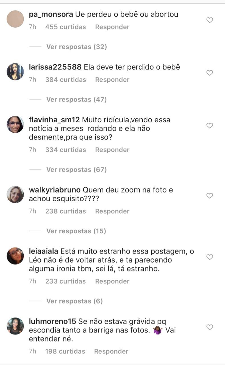 Comentários no post de Leo Dias sobre Rafaella Santos (Foto: Reprodução/Instagram)
