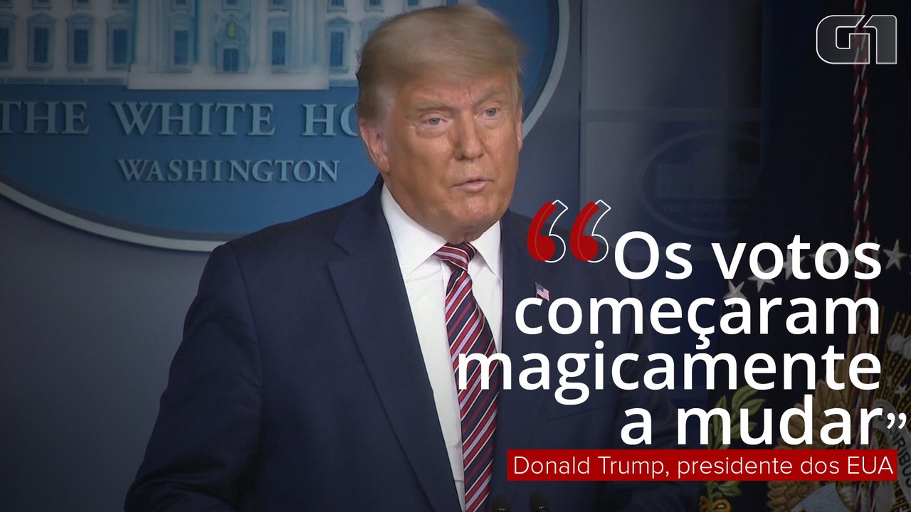 Donald Trump diz em discurso na Casa Branca que 'votos começaram magicamente a mudar'
