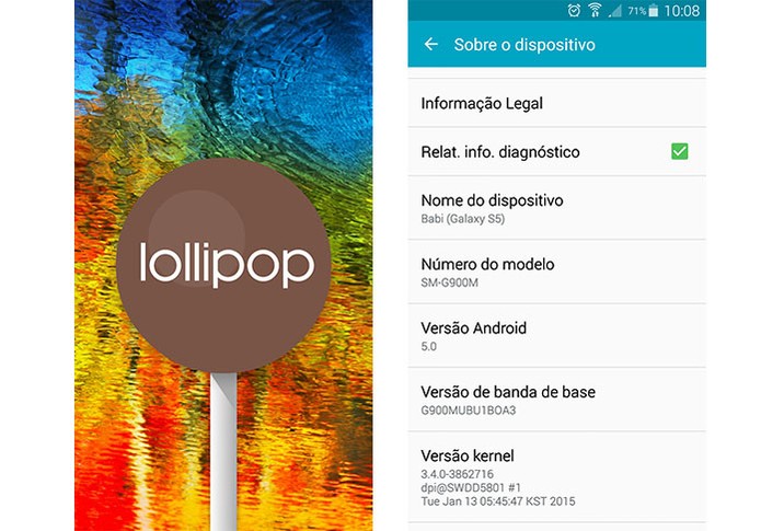 Android 5.0 Lollipop no Galaxy S5 (Foto: Reprodu??o/Barbara Mannara)