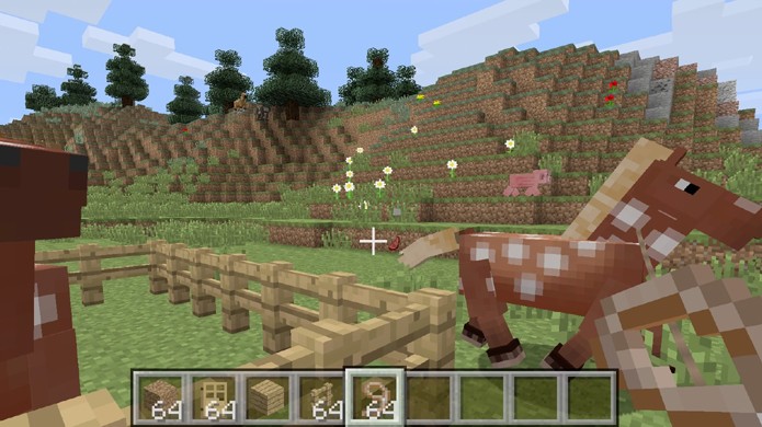 Coloque os cavalos em uma cerca durante o processo de reprodução em Minecraft para que eles não fujam (Foto: Reprodução/Rafael Monteiro)