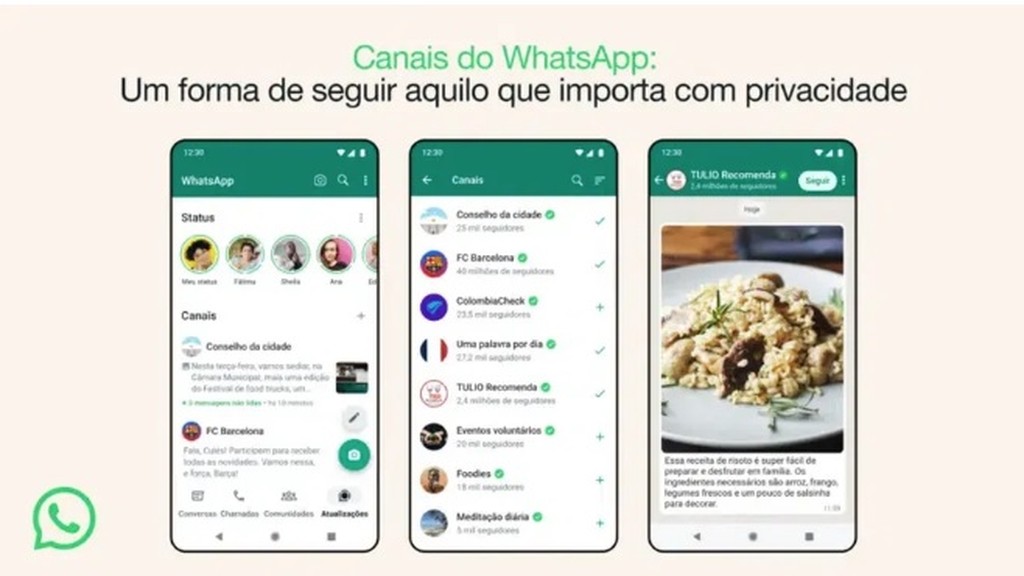 A Meta divulgou oficialmente novos canais do WhatsApp