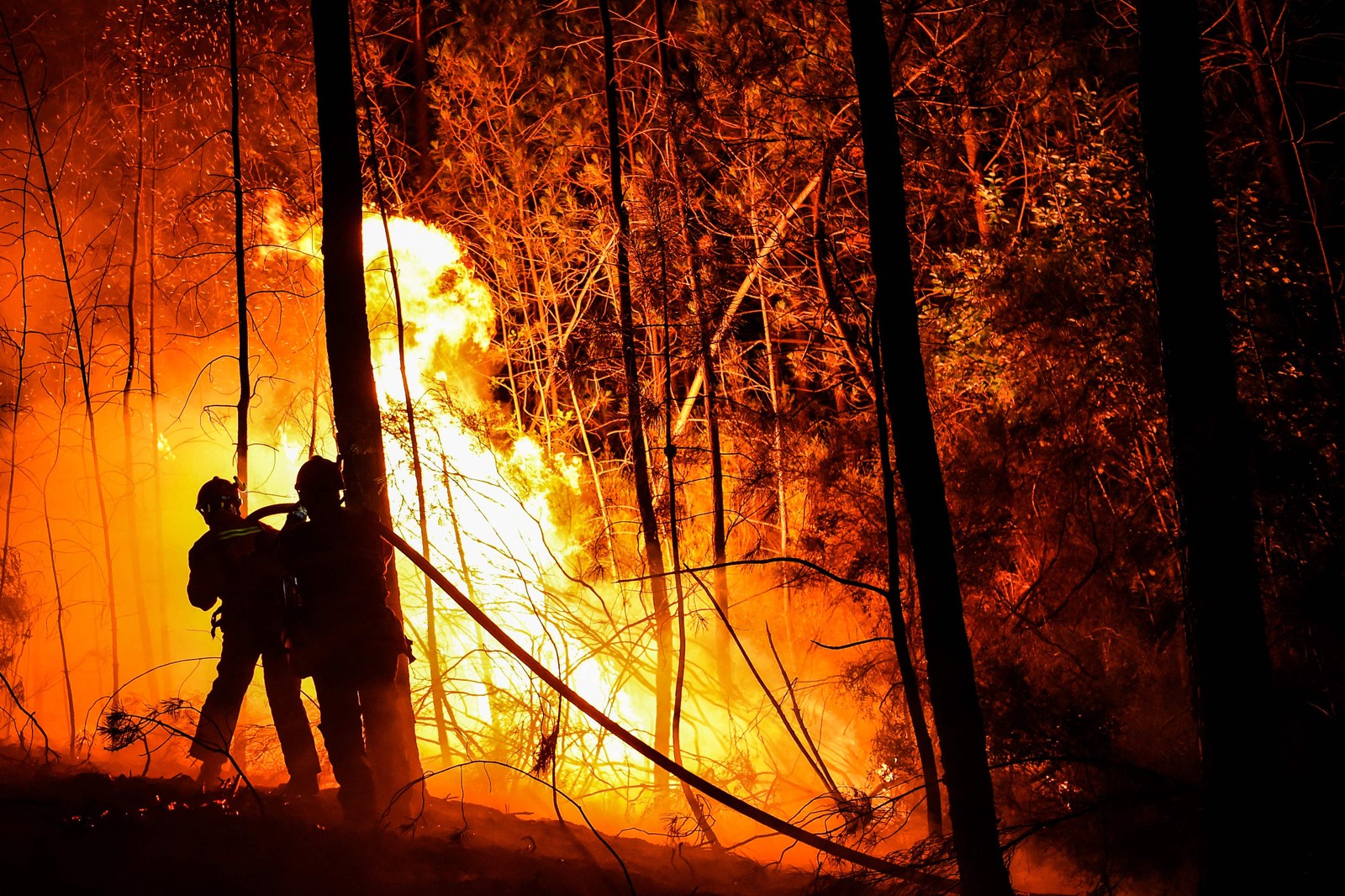 Bombeiros combatem chamas em Besseges, no sul da França — Foto: SYLVAIN THOMAS / AFP