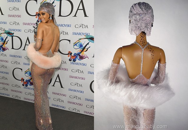 Rihanna ganhou boneca inspirada em famoso look (Foto: Getty Images e Divulgação)