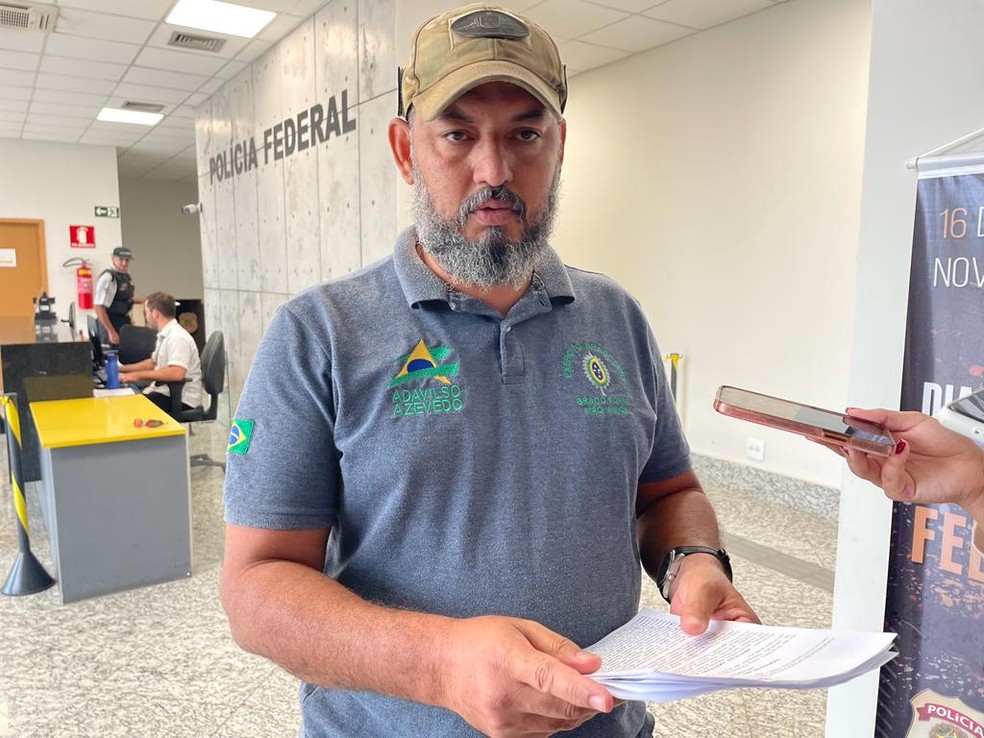 Adavilso Azevedo compareceu à PF, em Cuiabá, nesta quinta-feira (15).  — Foto: Eunice Ramos/TV Centro América