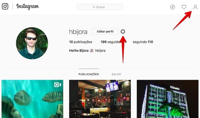 Acesse as configurações do seu Instagram (Foto: Reprodução/Helito Bijora) Acesse as configurações do seu Instagram (Foto: Reprodução/Helito Bijora)