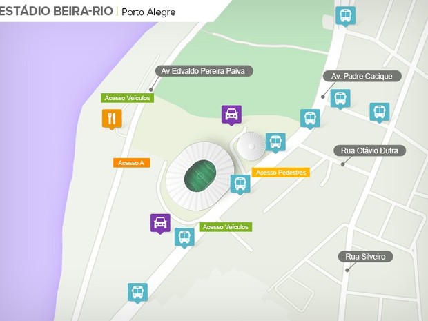 Onibus Beira-rio (Foto: Google Maps/ Infografia GloboEsporte.com)