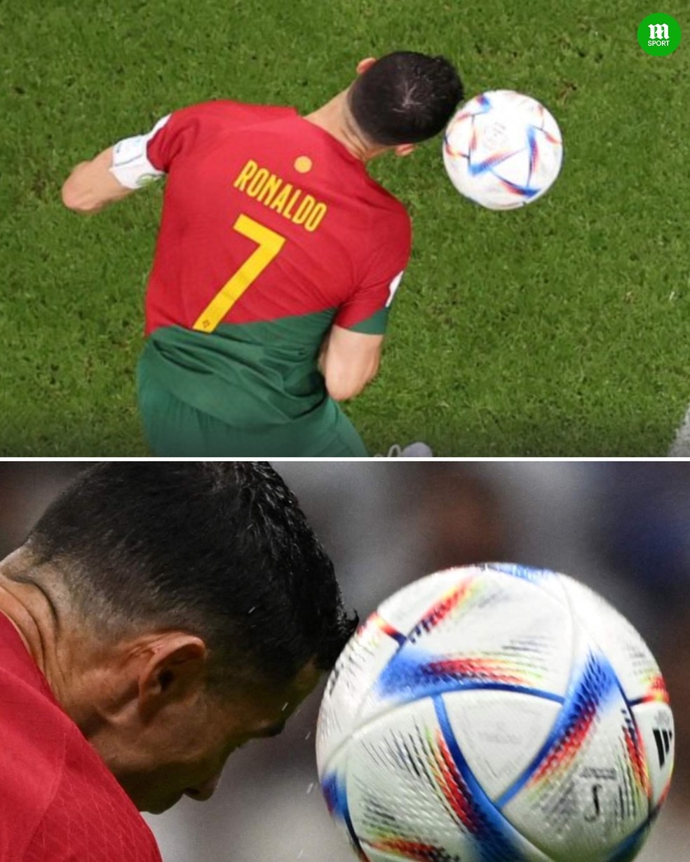 Cristiano Ronaldo no lance do gol na partida entre Portugal x Uruguai — Foto: Reprodução